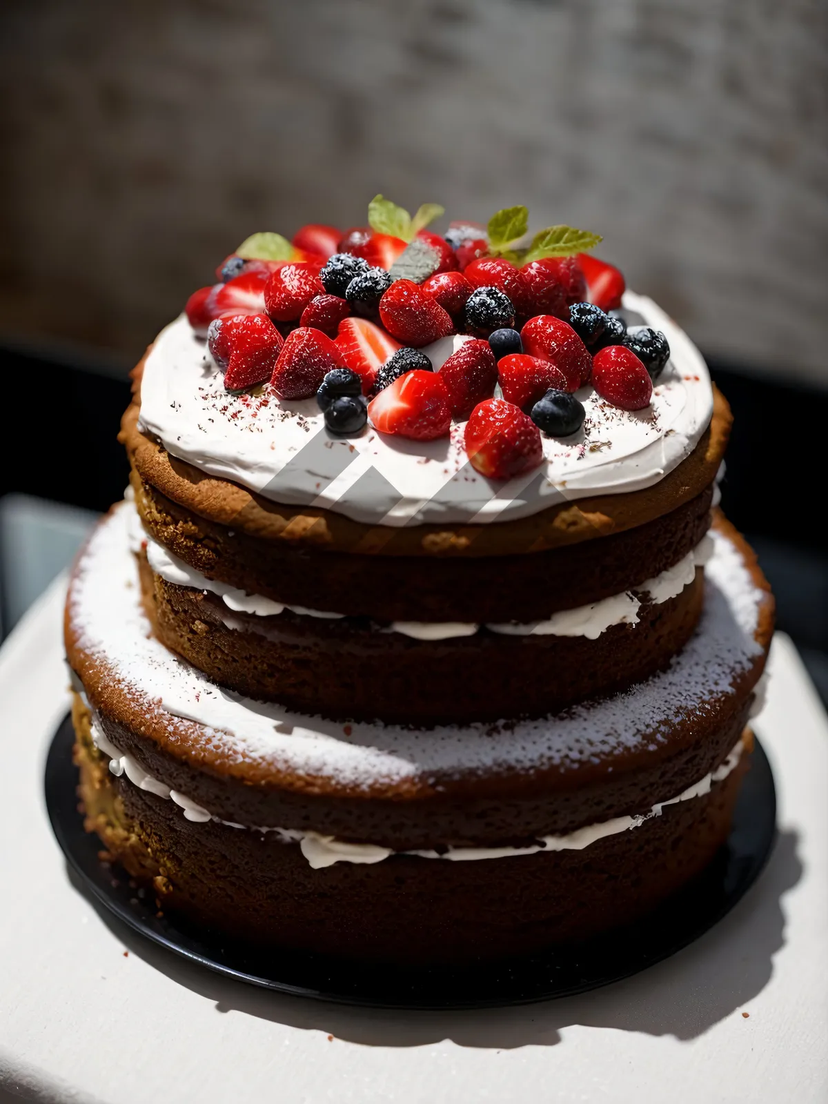 Picture of Delicious Berry Cream Cake with Fresh Fruit Topping