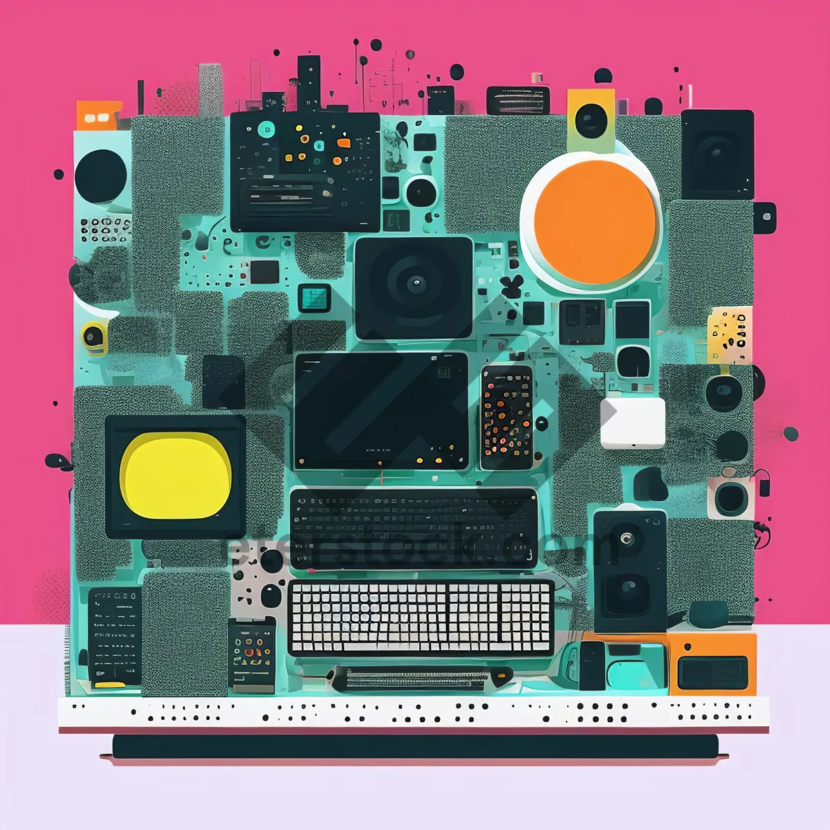 Picture of Electronic circuit board with microprocessor and memory chip.