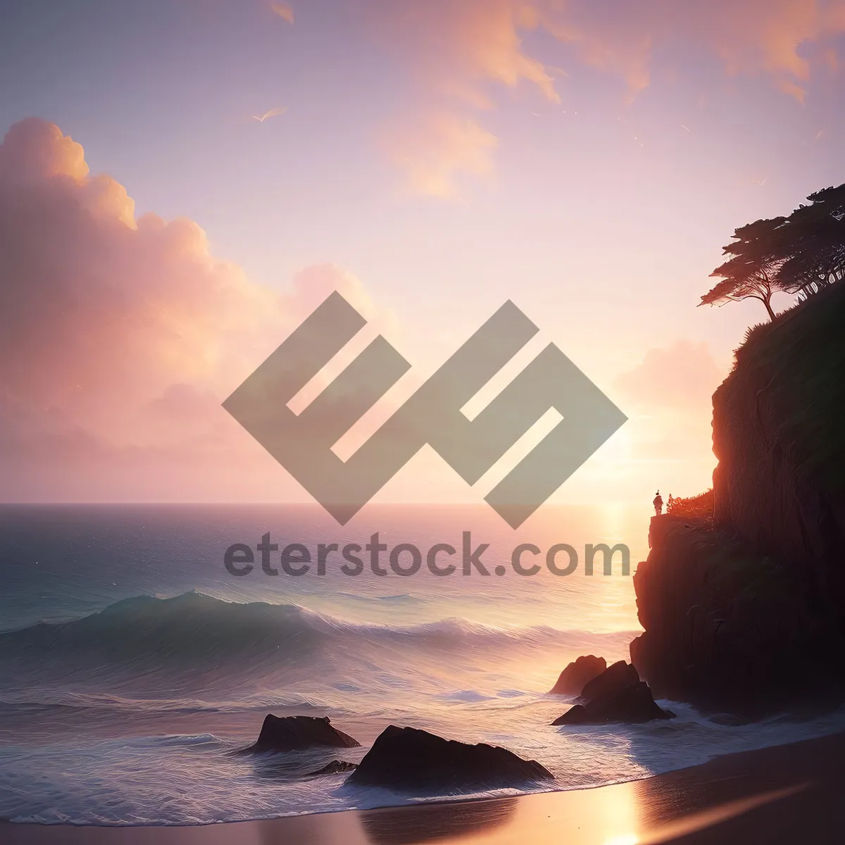 Picture of Dusk Horizon: Serene Sunset Over Tropical Beach