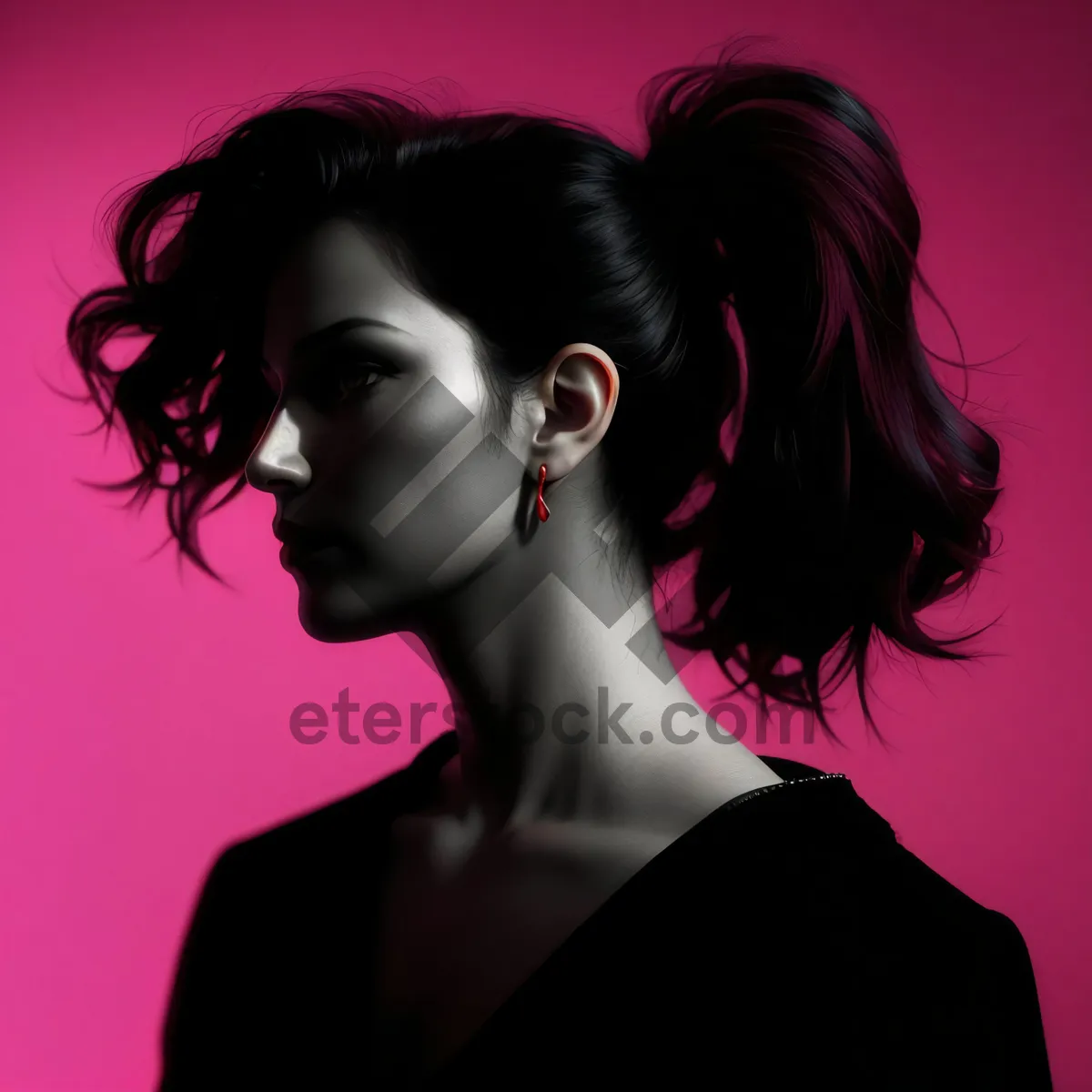 Picture of Stylish brunette model posing in studio setting