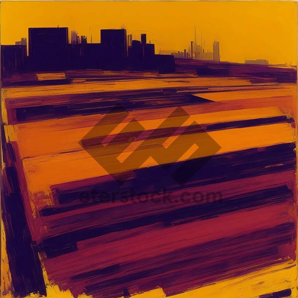 Picture of Vibrant Sunset Beachscape with Pallet and Hand Tools