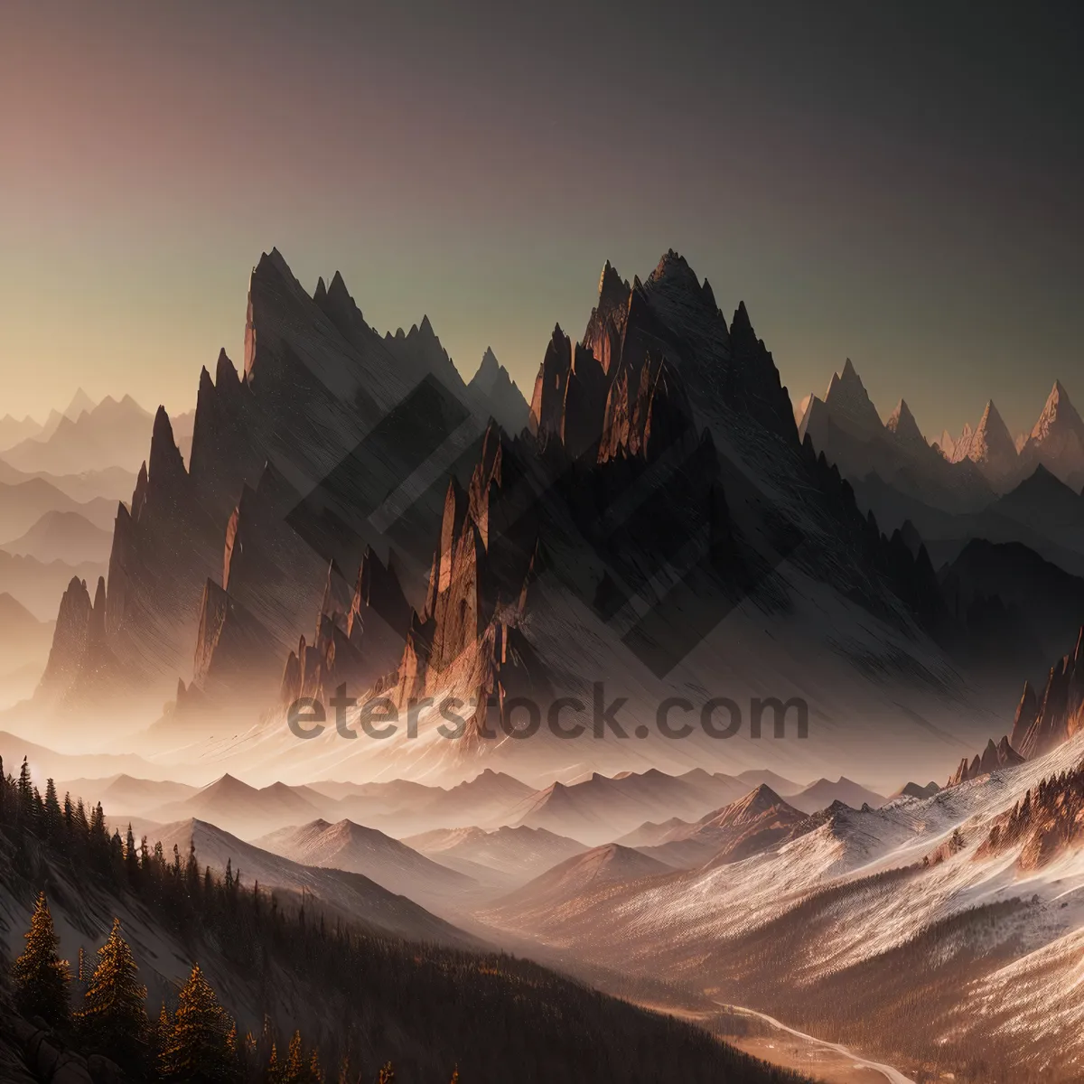 Picture of Majestic Snow-Covered Alpine Mountain Range