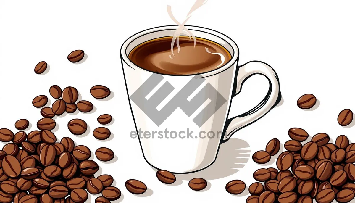 Picture of Hot Espresso Drink in Brown Mug with Saucer
