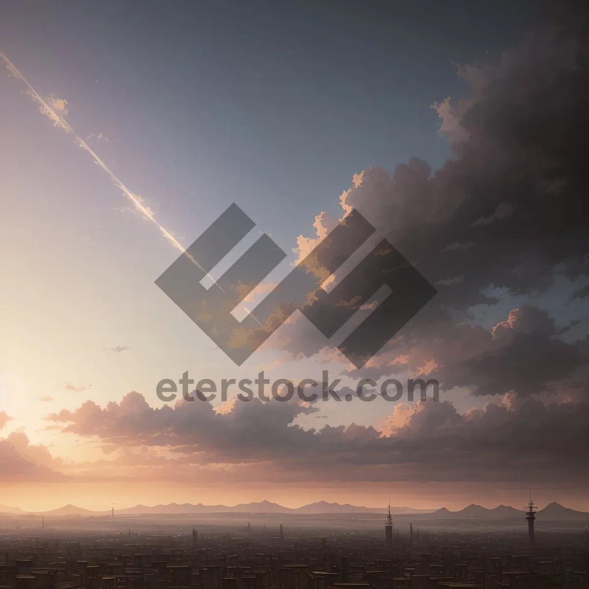 Picture of Vibrant sunset over picturesque clouds