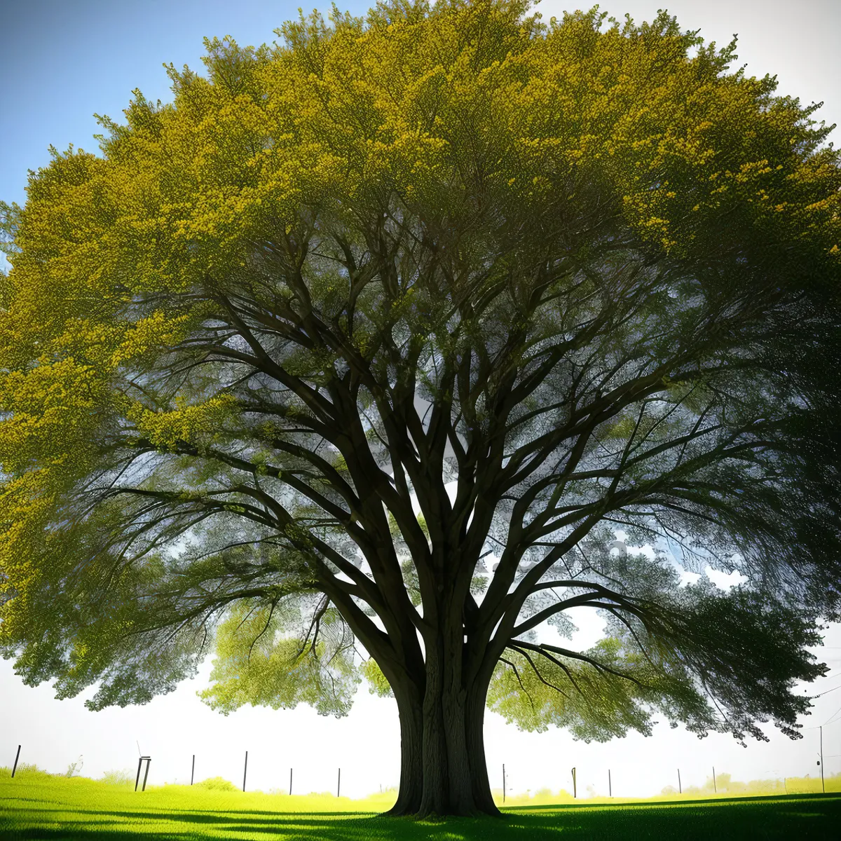 Picture of Autumn Park Landscape with Yellow Trees and Grass