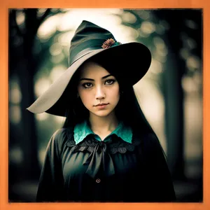 Stylish Academic Portrait: Studio Shot with Fashionable Lady in Black Gown and Hat