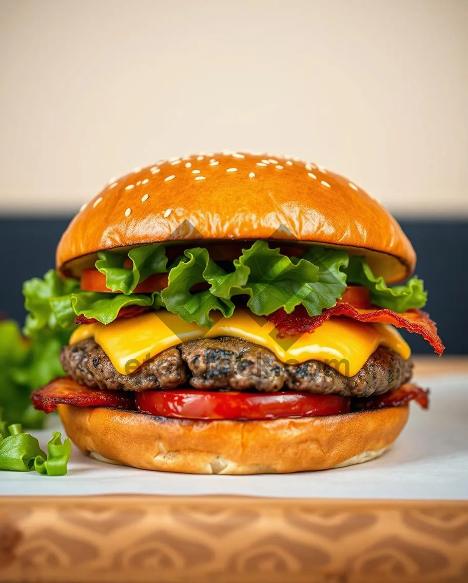 Picture of Grilled Cheeseburger with Lettuce and Tomato