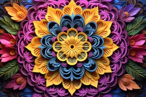 Colorful abstract fractal floral design wallpaper.