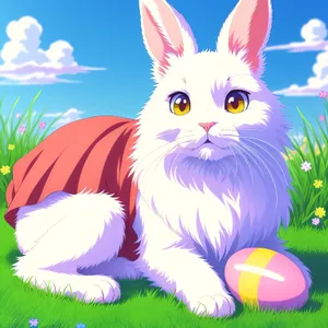 Adorable Cartoon Bunny Rabbit in Colorful Art