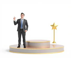 Successful businessman in corporate suit working in office.