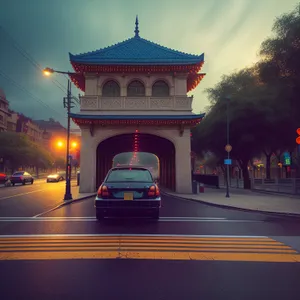 Nighttime Triumph: Majestic Ancient Arch Illuminated