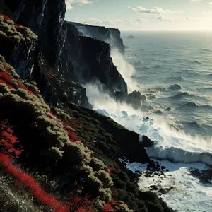 Serene Coastal Rock Formation at Sunset