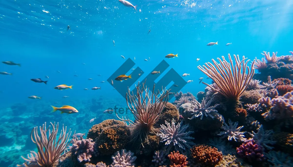 Picture of Colorful Tropical Fish in Sunlit Coral Reef