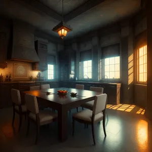 Elegant Wood and Metal Dining Set in Modern Interior