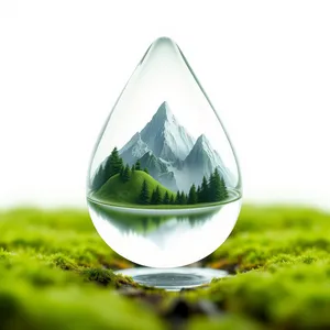 Fresh glass of tea with plant leaf.