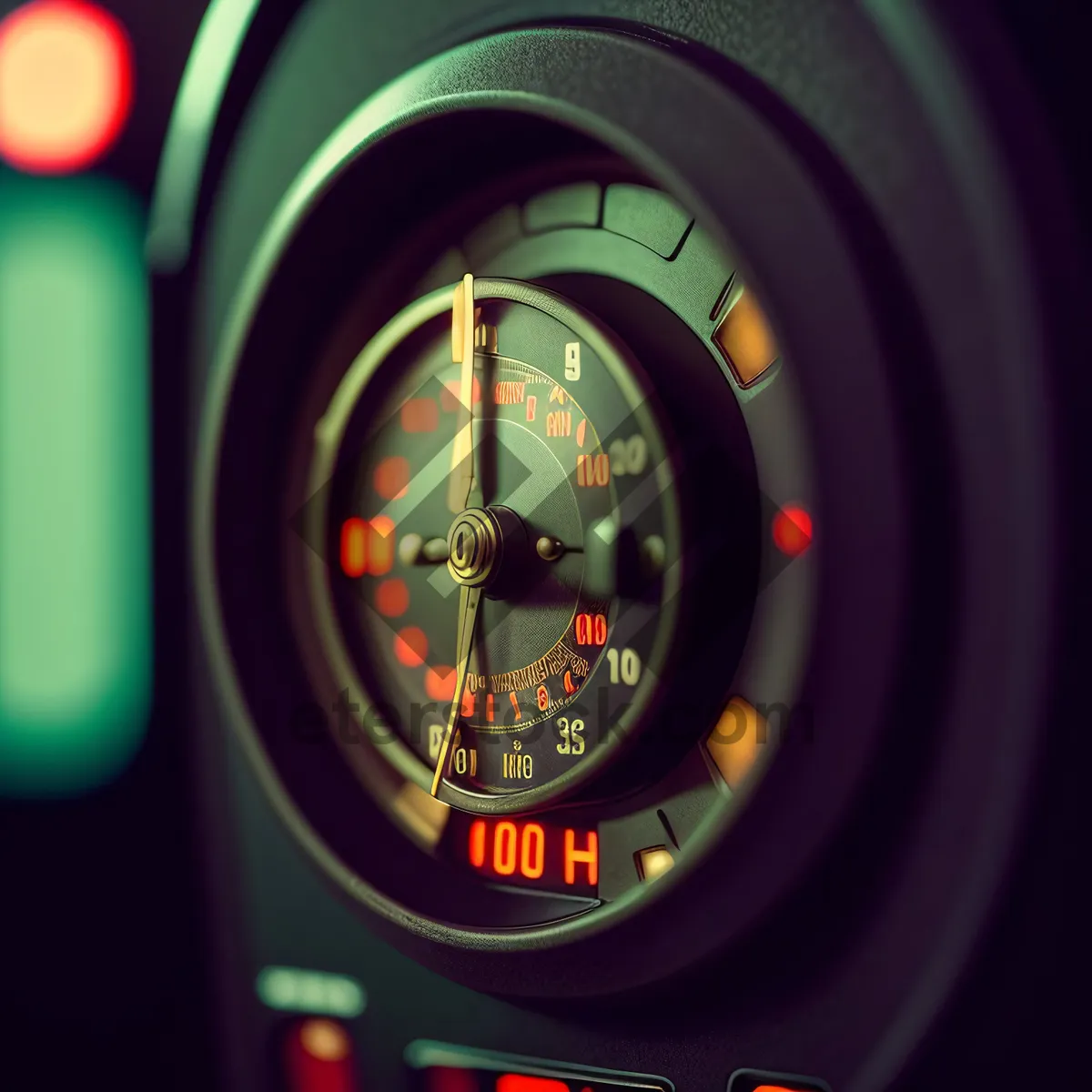 Picture of Speedometer Gauge on Black Dashboard Panel - Fuel Indicator