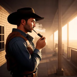 Black Cowboy Man Wearing Hat Portrait