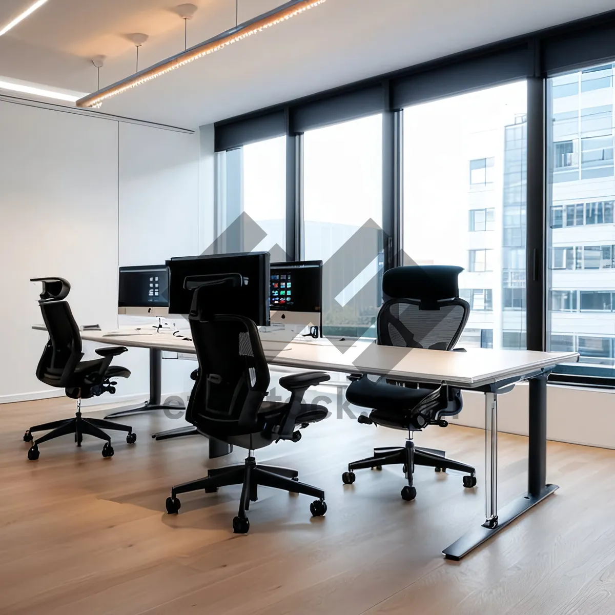 Picture of Modern office interior with computer on desk