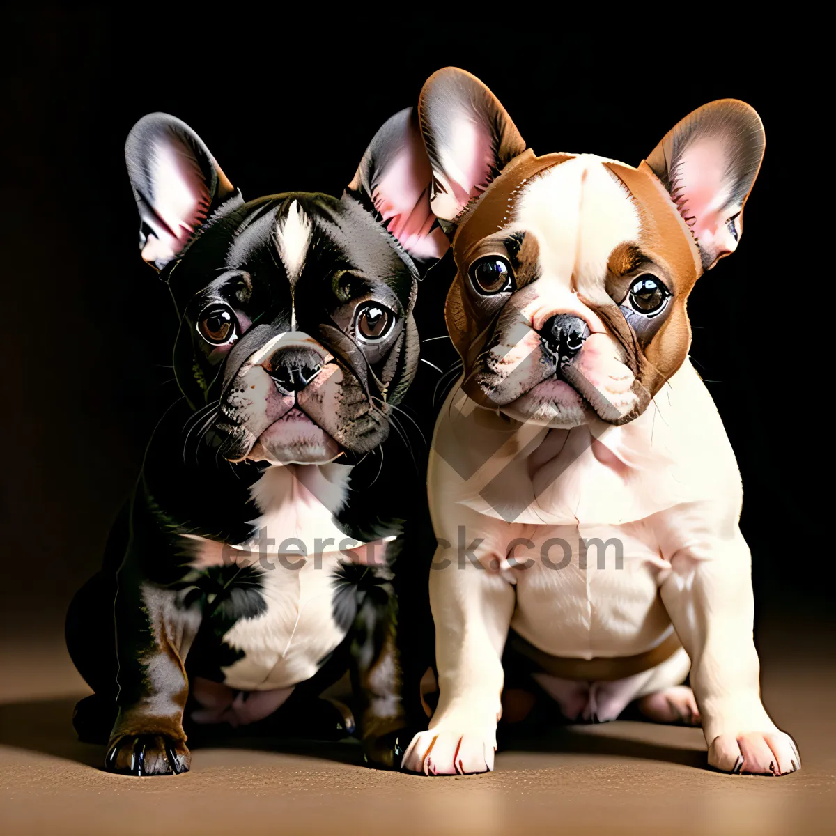 Picture of Cute Bulldog Puppy with Wrinkles in a Sitting Pose