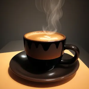 Steaming Espresso Cup on Saucer - Aromatic Morning Beverage