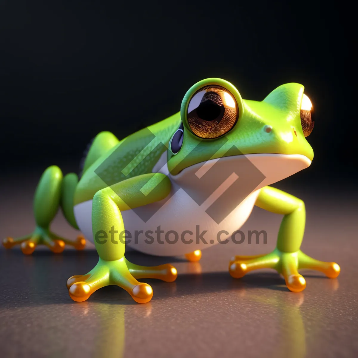 Picture of Vivid Eyed Tree Frog in Orange Abstraction