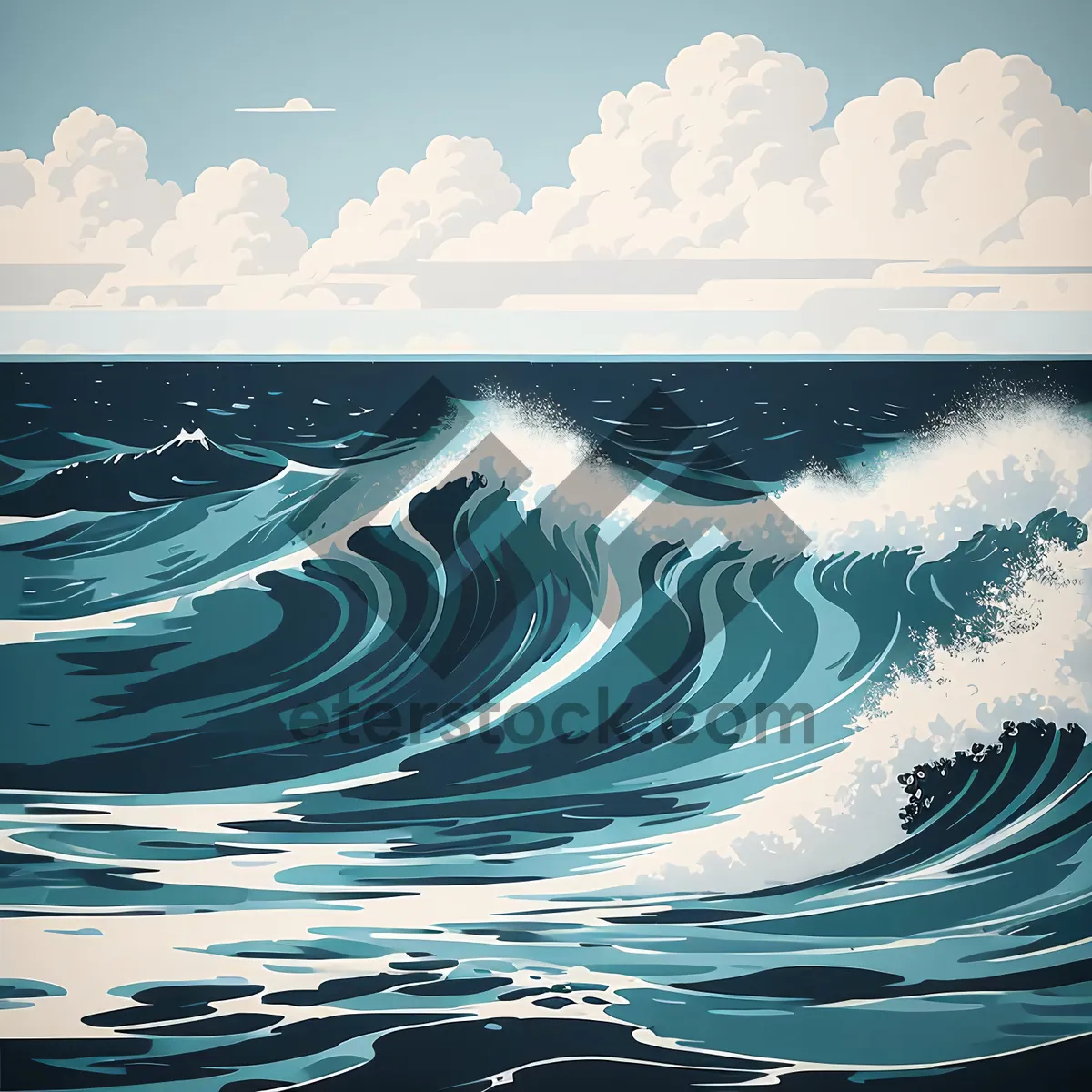Picture of Fluid Blue: Dynamic Aquatic Wallpaper with Rippled Waves