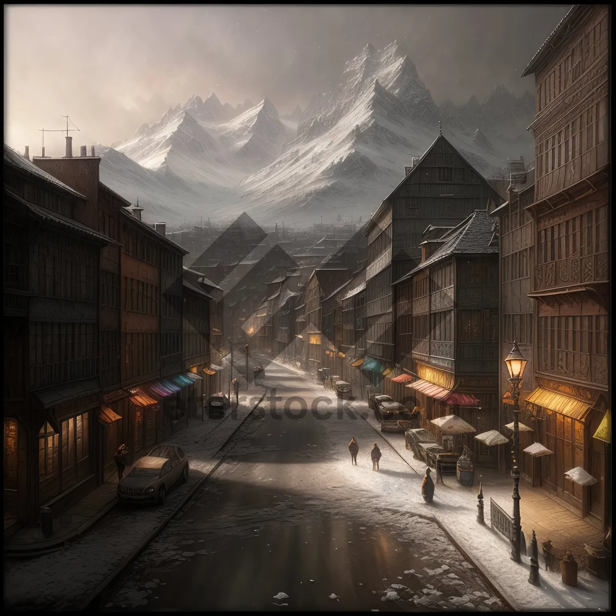 Picture of Snowy Urban Night- Winter Wonderland Cityscape