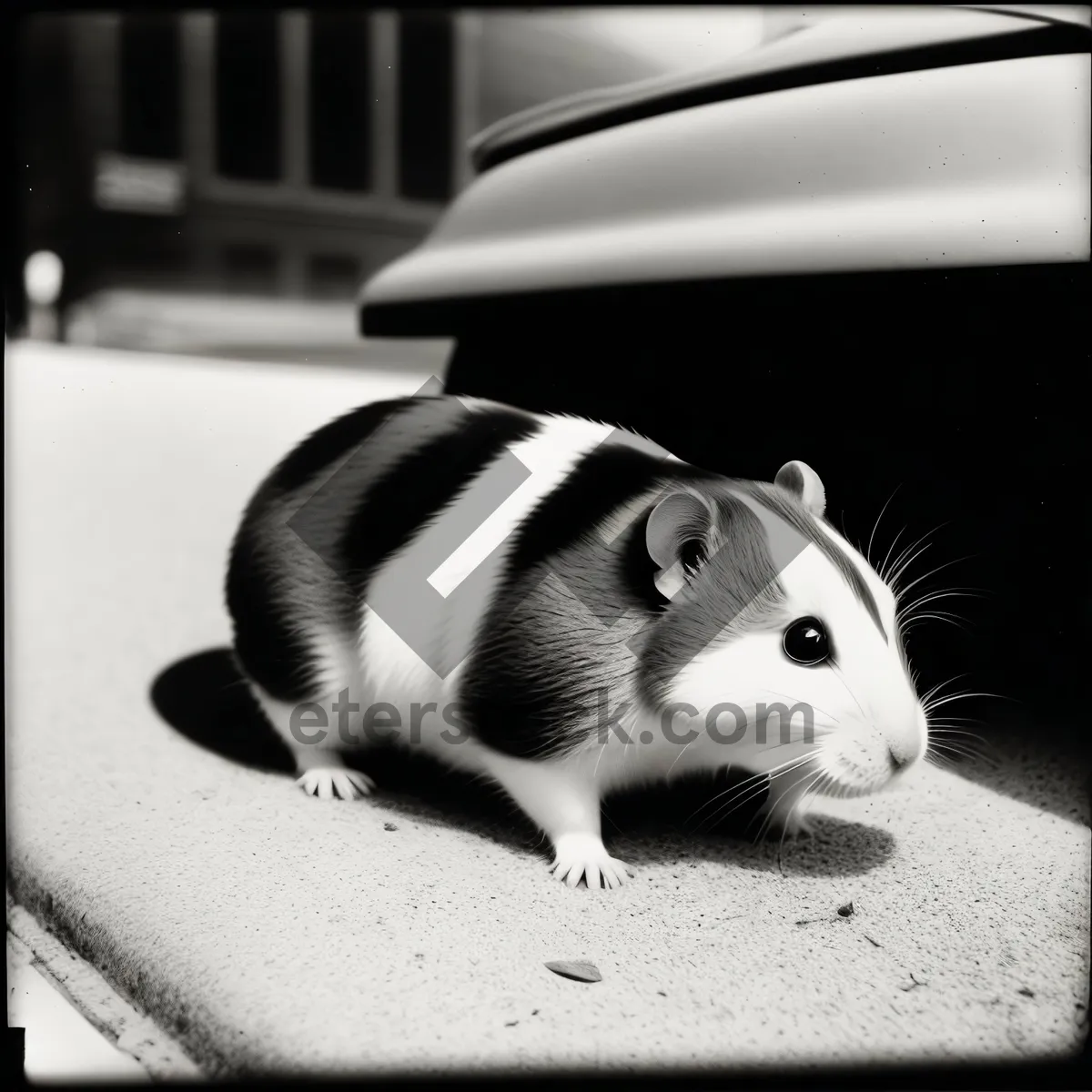 Picture of Furry Friends in Studio: Adorable Guinea Pig, Bunny, Rat, Mouse, and Hamster.