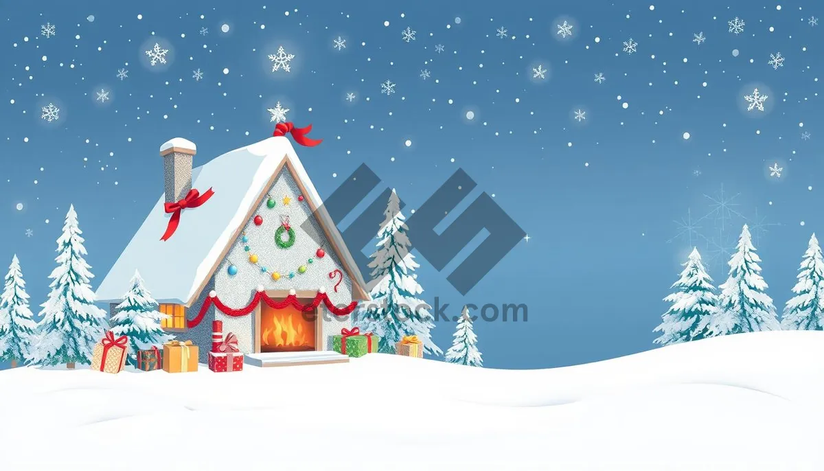 Picture of Winter Night Celebration Card with Snowman and Snowflakes