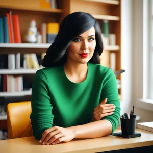 Portrait of a Happy Businesswoman Working on Laptop