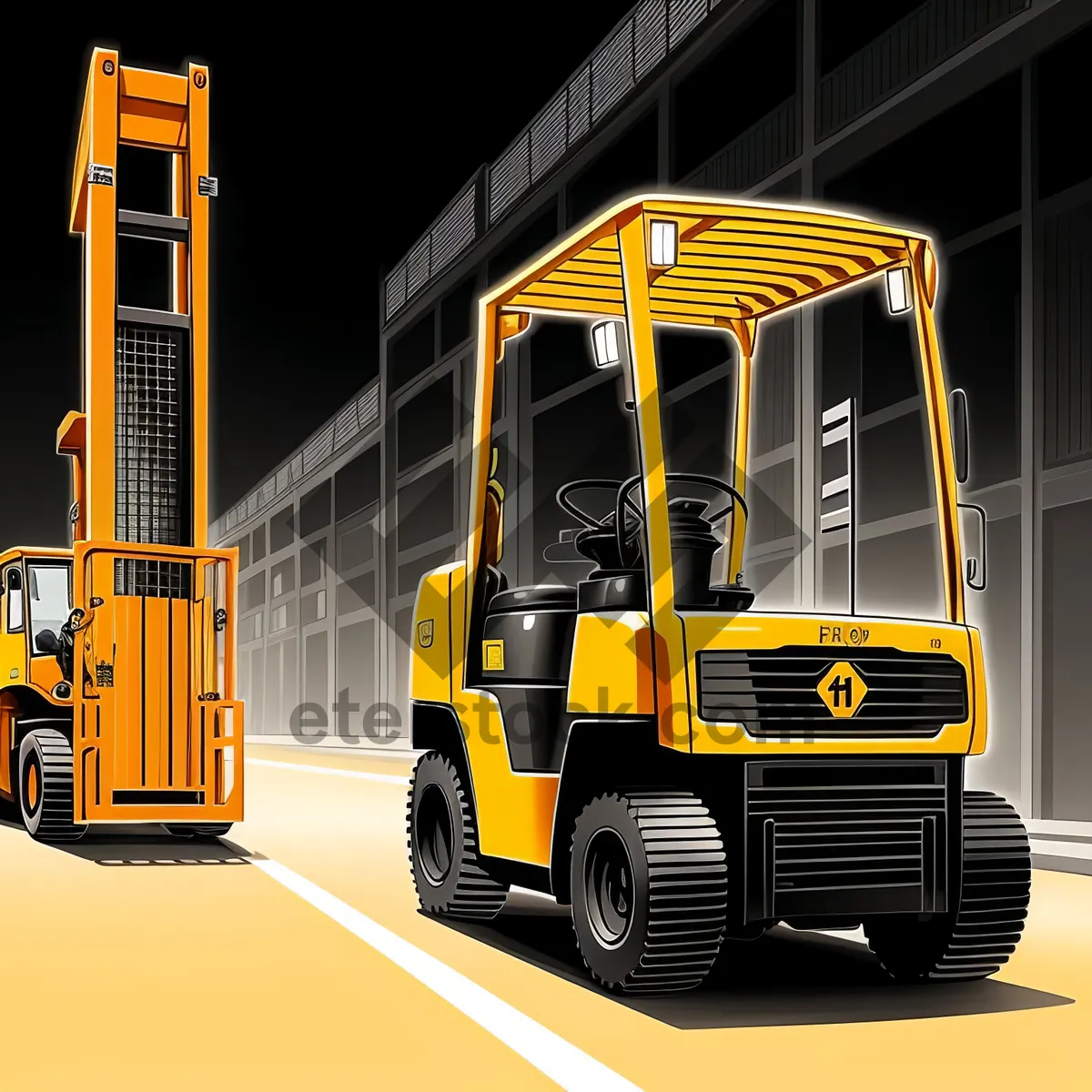Picture of Heavy-duty Yellow Forklift in Industrial Warehouse