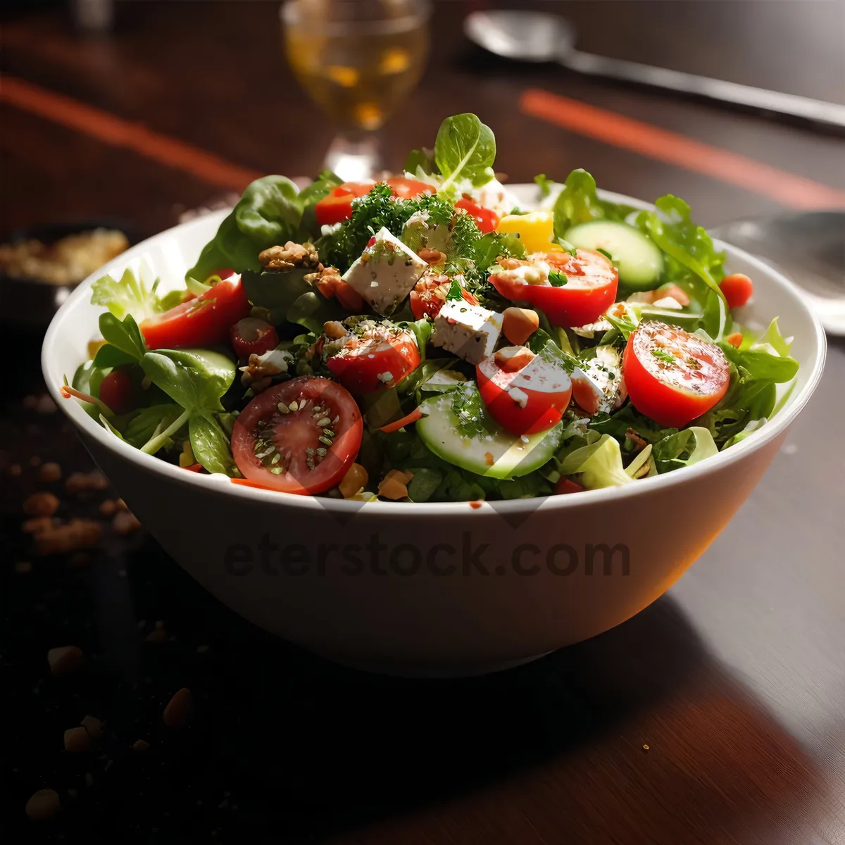 Picture of Fresh Vegetable Salad with Juicy Strawberries and Hot Peppers