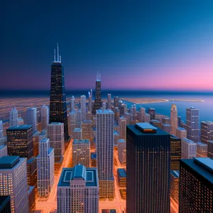 Modern City Skyline at Night