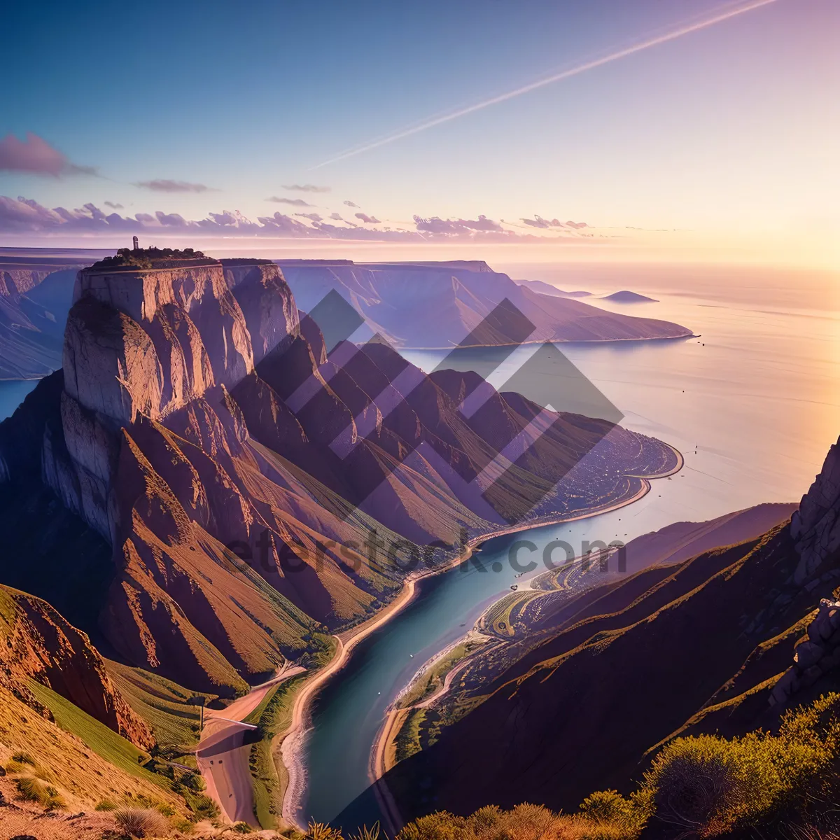 Picture of Majestic Grand Canyon Sunset Over Desert Landscape