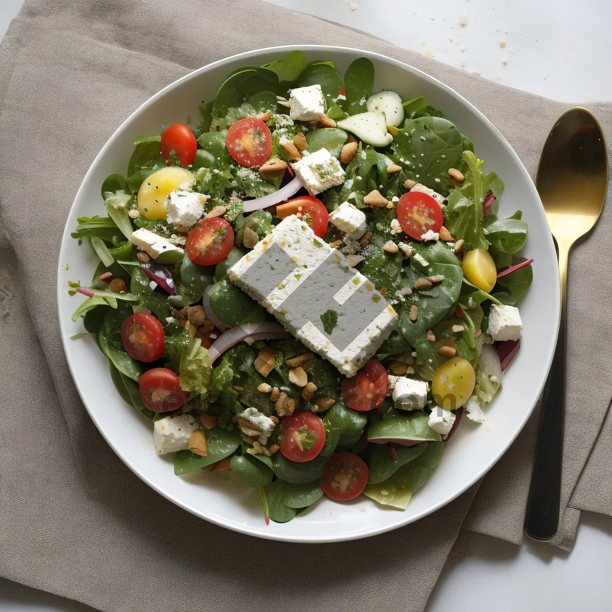 Picture of Fresh and Delicious Gourmet Salad with Chicken and Tomatoes