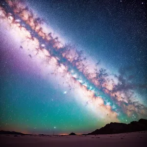 Starry Volcano Illuminated by Cosmic Lights