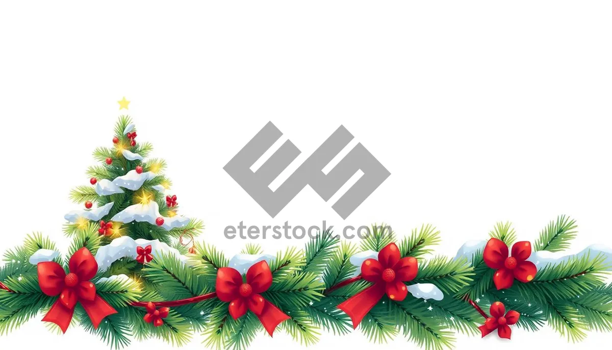 Picture of Festive Evergreen Tree with Holly Ornament Decoration