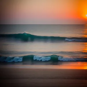 Golden Glow: Serene Sunset at Tropical Beach