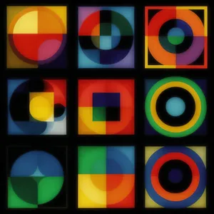 Bright glass circle icon set with shadows.