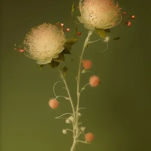 Blossoming Gooseberry Plant with Fruits