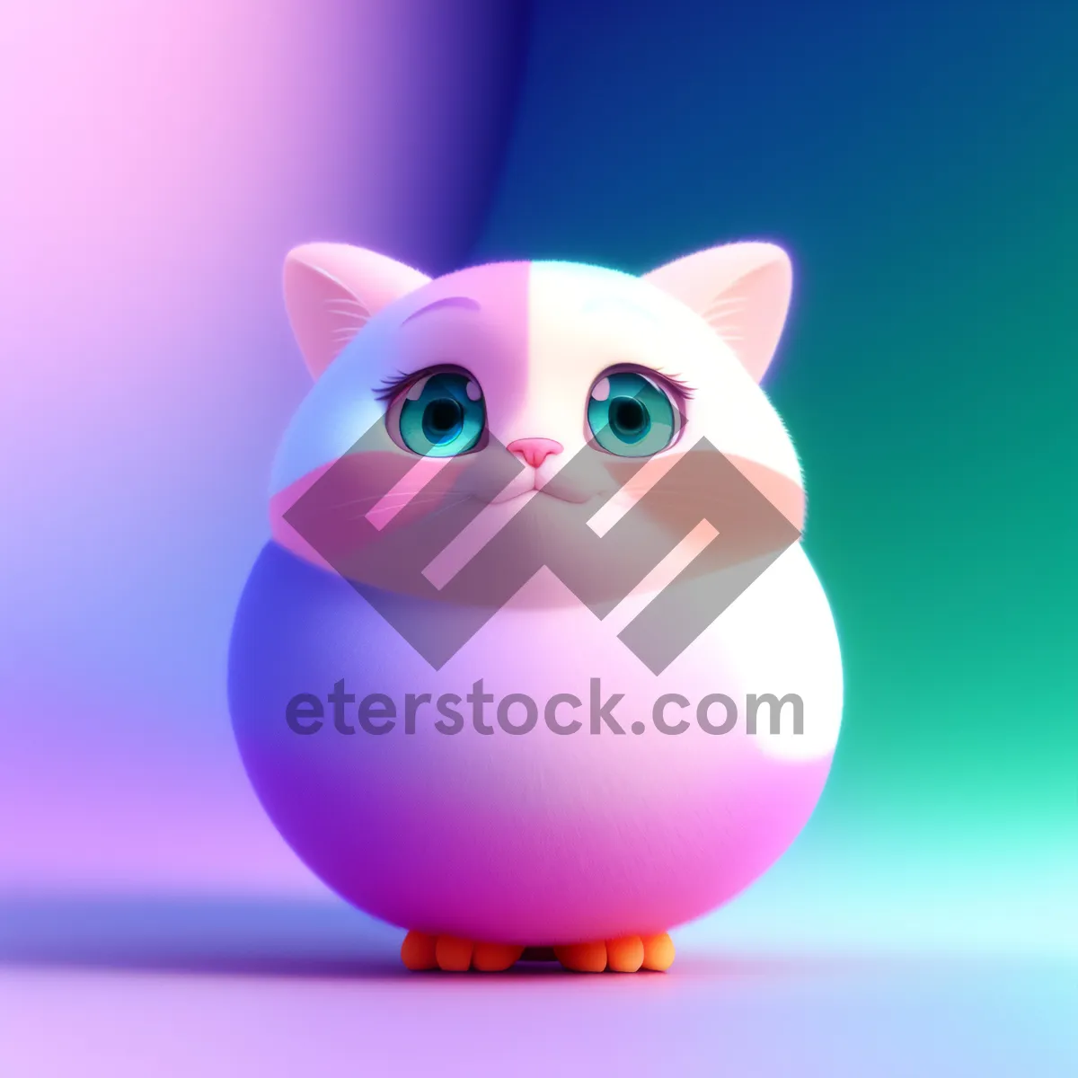 Picture of Cute Pink Bunny Cartoon Icon - Artistic Graphic Symbol