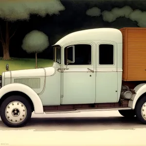 Vintage Delivery Truck on Road