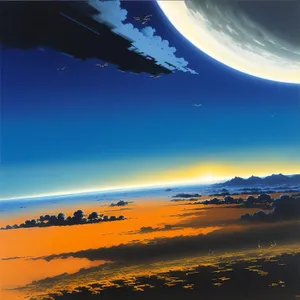 Sunset Beach Horizon with Celestial Sky