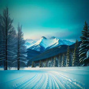 Snow-capped peaks form a breathtaking Winter Wonderland, showcasing the grandeur of a majestic mountain landscape.