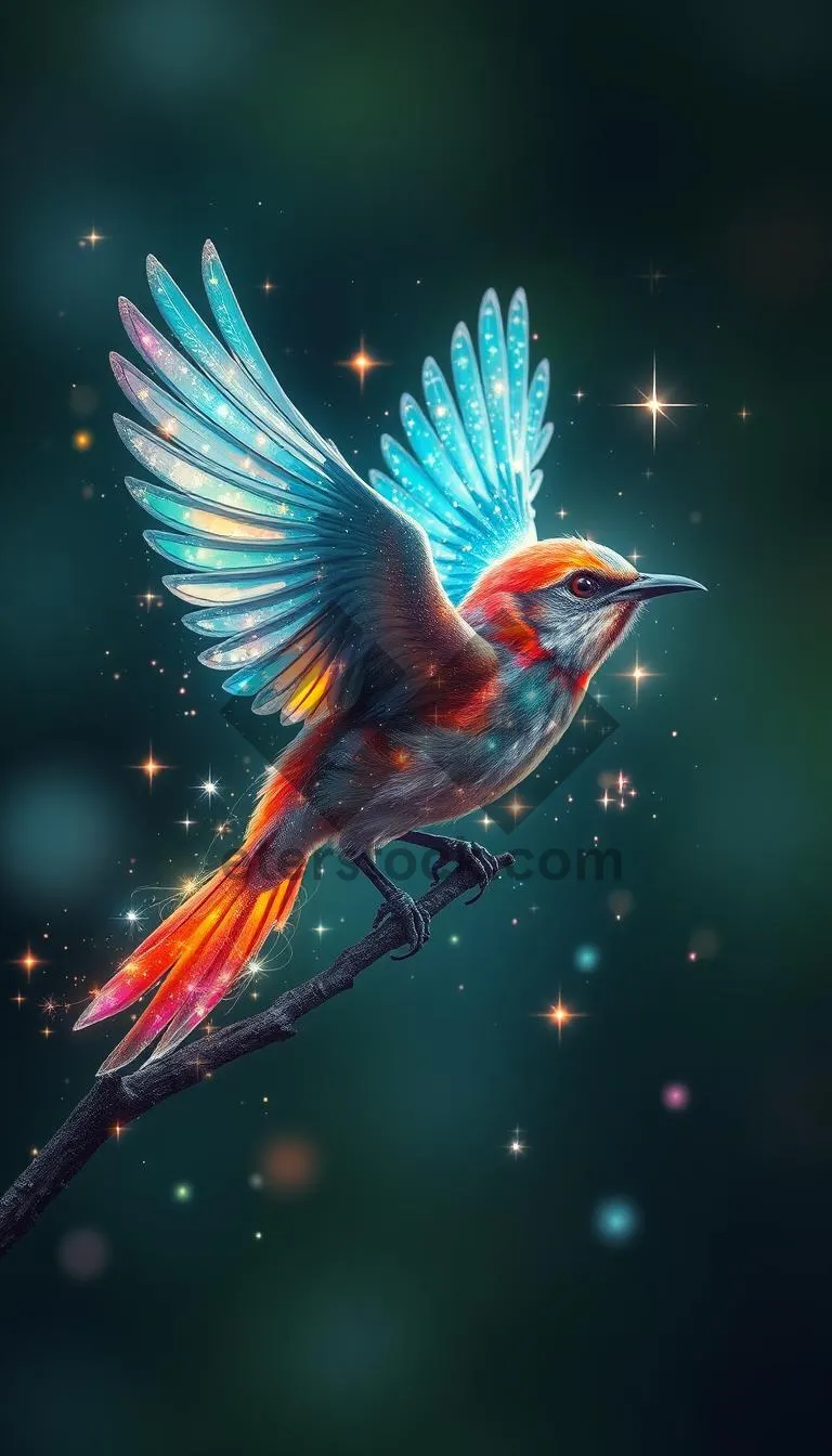 Picture of Starlit Celebration: Bright graphic art in night sky