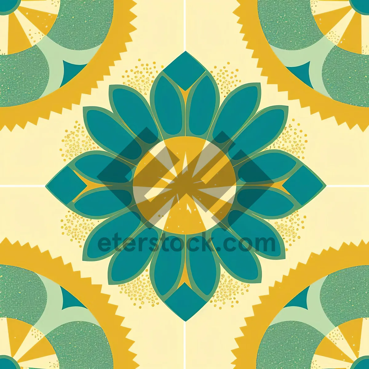 Picture of Floral Mosaic Tile Design: Retro Spring Ornate Decor