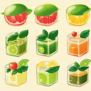 Graphic Tea Icon Set with Clover Leaf Design