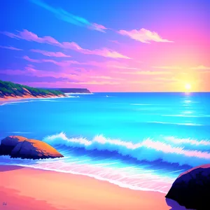 Vibrant Sunset over Tropical Beach