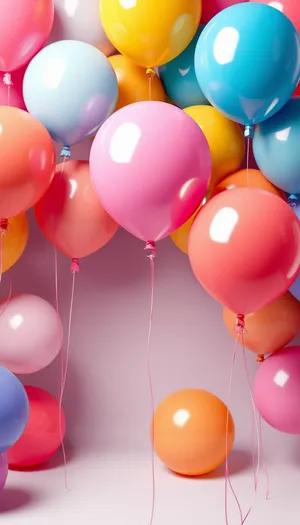 Colorful Birthday Party Decoration with Balloons and Confetti