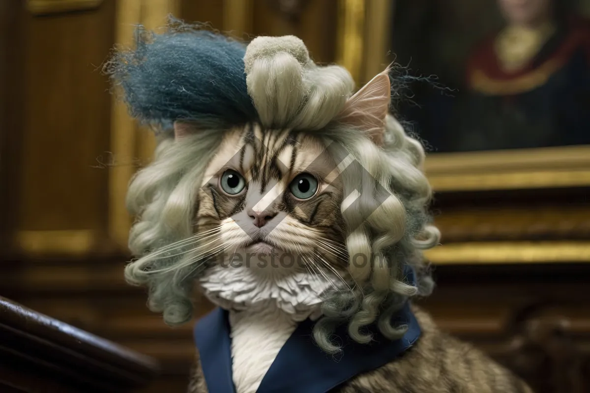 Picture of Adorable kitty with fluffy braid and whiskers.